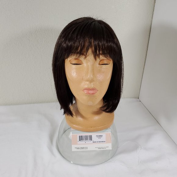 SOLD - The Wig Company Classic Chin-Length Flapper Bob with Bangs Dark Brown - Picture 5 of 16